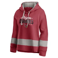 Women's Fanatics Cardinal/Gray Arizona Cardinals Huddle Up Fundamental Fleece Color Block Pullover Hoodie