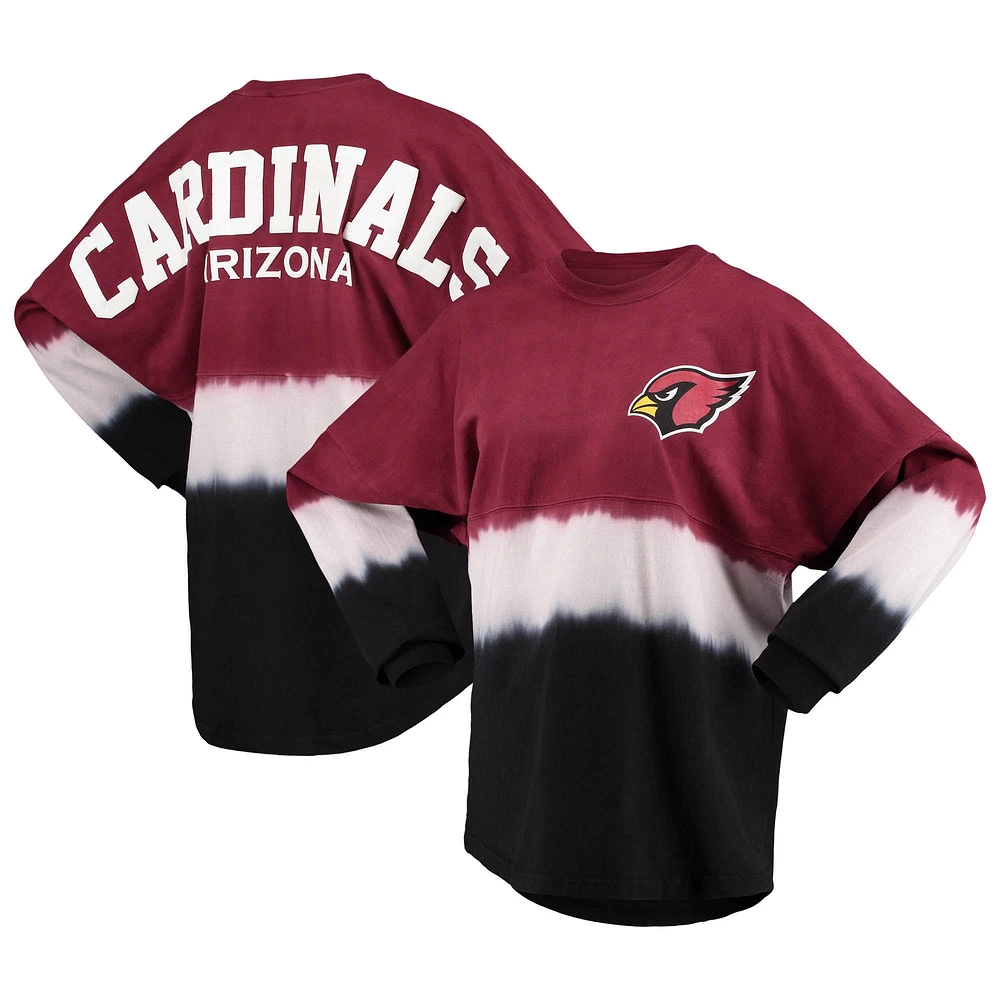 T-shirt à manches longues ombré Fanatics Cardinal/White Arizona Cardinals pour femmes