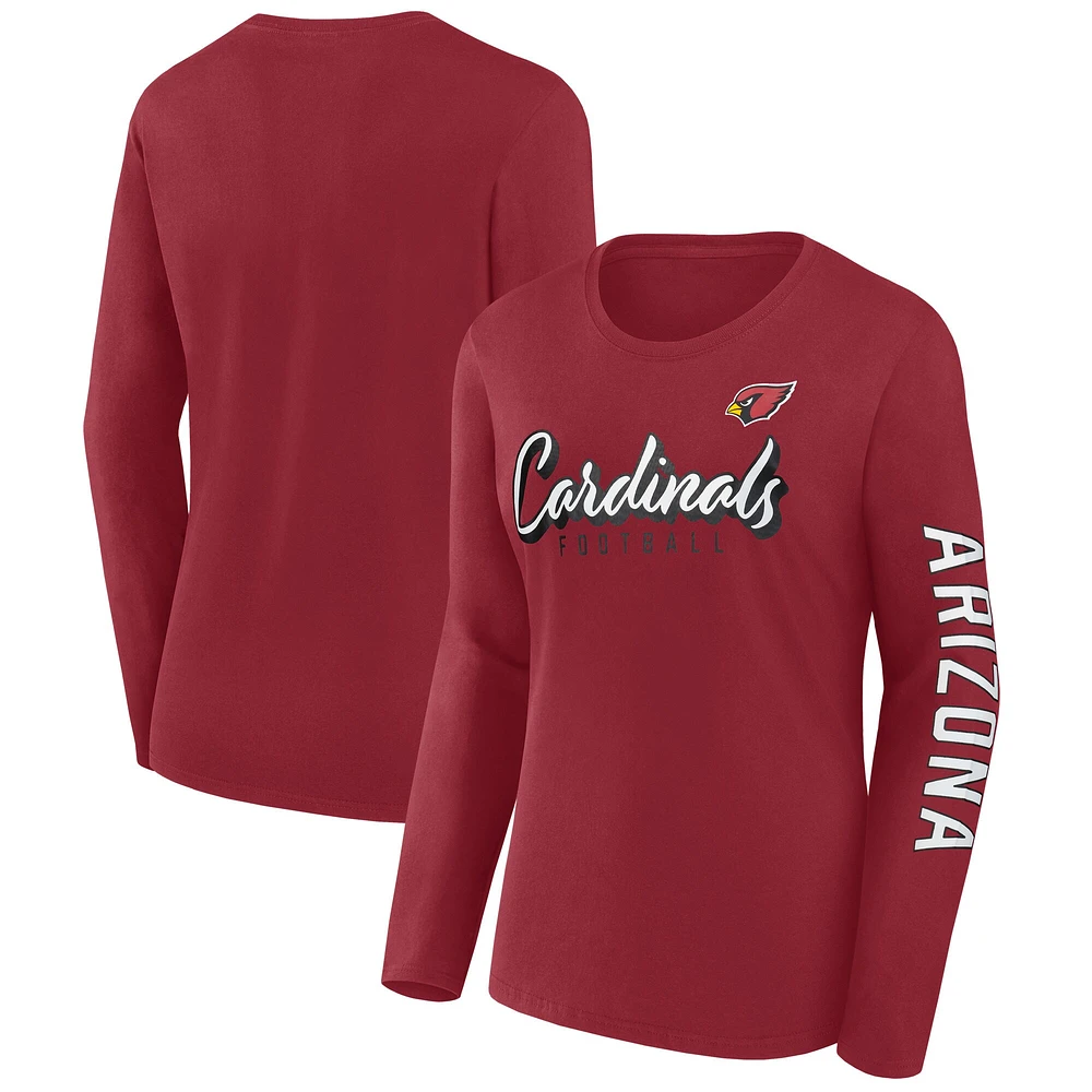 T-shirt à manches longues Fanatics pour femmes, pom-pom girl des Cardinals de l'Arizona