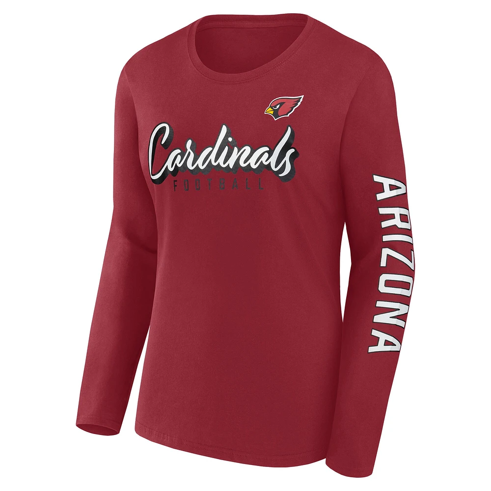 T-shirt à manches longues Fanatics pour femmes, pom-pom girl des Cardinals de l'Arizona