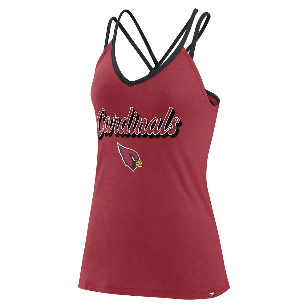 Women's Fanatics Cardinal Arizona Cardinals Go For It Strappy Crossback Tank Top