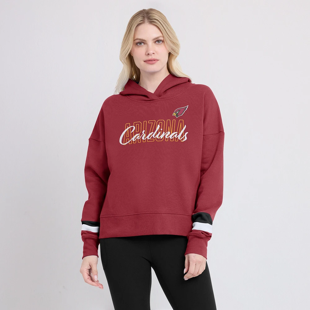 Women's Fanatics  Cardinal Arizona Cardinals Over Under Pullover Hoodie