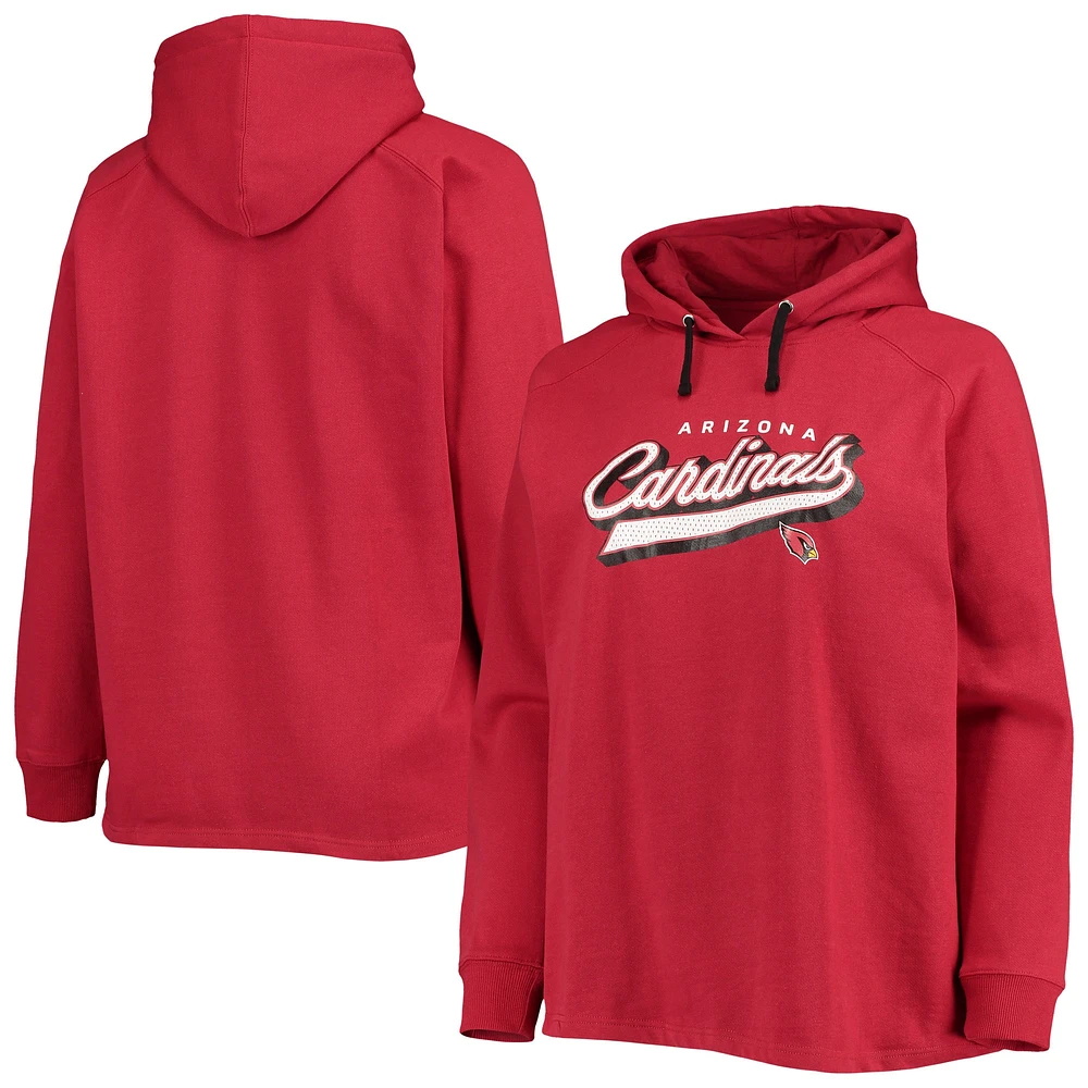 Chandail à capuche raglan First Contact Fanatics Cardinal Arizona Cardinals pour femmes, taille plus