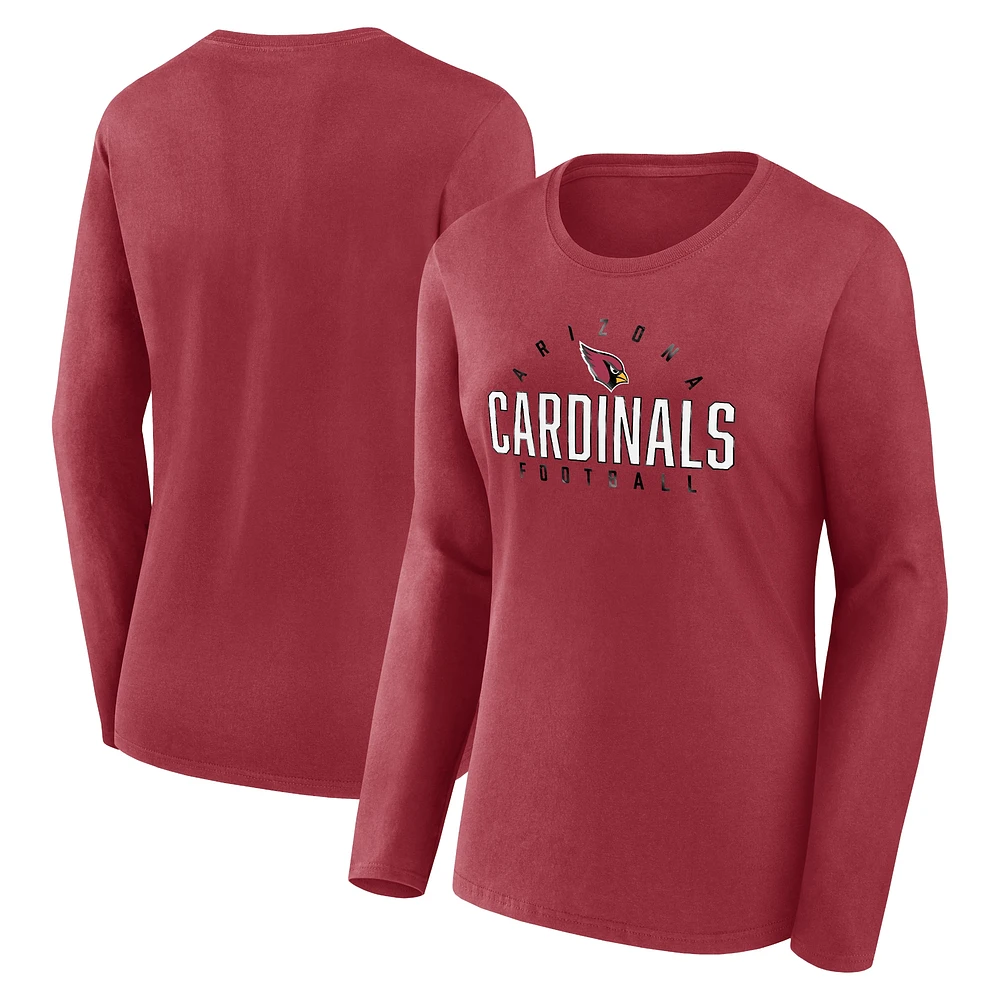 T-shirt à manches longues Fanatics Cardinal Arizona Cardinals pour femmes, grande taille