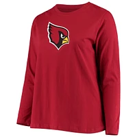 T-shirt à manches longues avec logo principal Fanatics Cardinal Arizona Cardinals pour femmes, grande taille