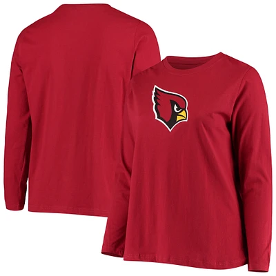 T-shirt à manches longues avec logo principal Fanatics Cardinal Arizona Cardinals pour femmes, grande taille