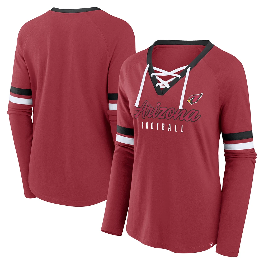 Haut à lacets manches longues pour femmes Fanatics Cardinal Arizona Cardinals Won and Done