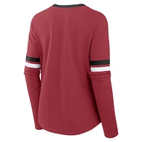 Women's Fanatics Cardinal Arizona Cardinals Won and Done Lace-Up Long Sleeve Fashion Top