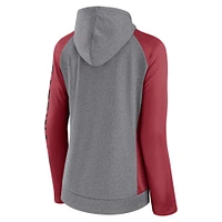 Sweat à capuche léger entièrement zippé pour femmes Fanatics Heather Grey/College Cardinal Arizona Cardinals Blind Side
