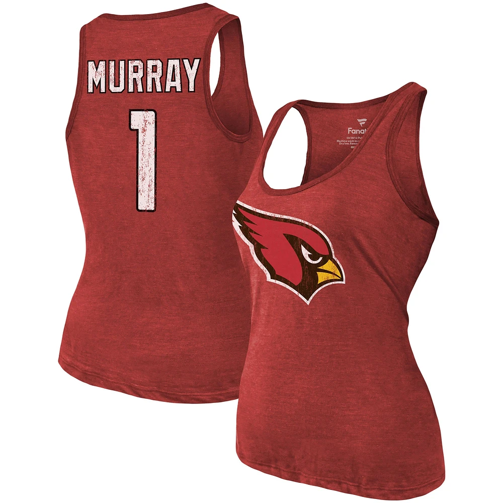 Women's Fanatics Heathered Cardinal Arizona Cardinals Name & Number Tri-Blend Tank Top