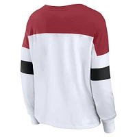 Women's Fanatics White/Cardinal Arizona Cardinals Even Match Lightweight Lace-Up Long Sleeve Top