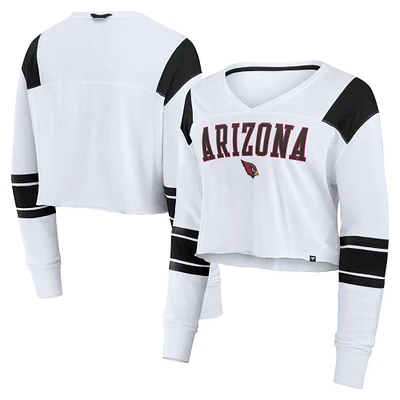 T-shirt à manches longues extensible et court pour femme Fanatics Arizona Cardinals blanc