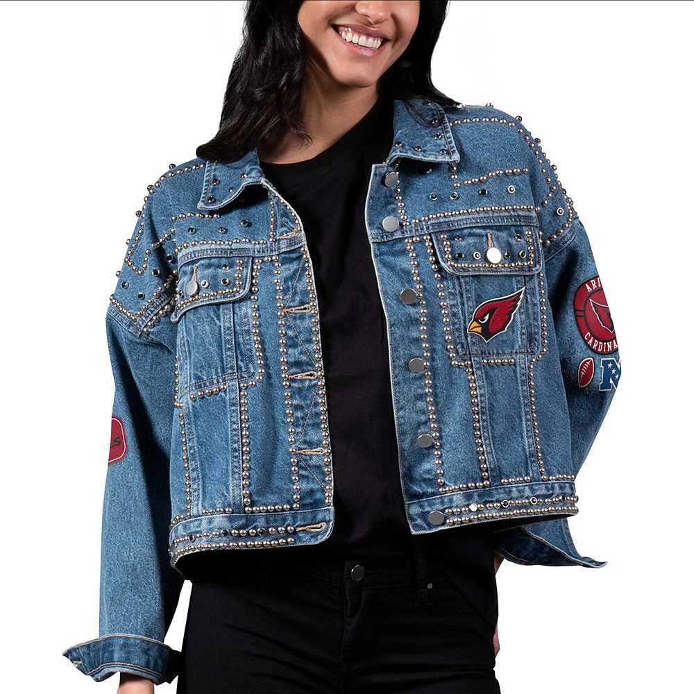 Veste en jean à boutons complets de taille moyenne G-III 4Her par Carl Banks pour femmes des Cardinals l'Arizona