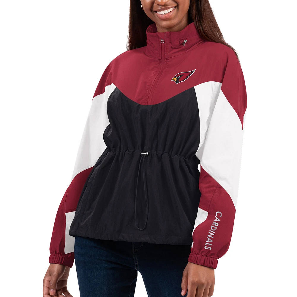 Veste légère à quart de zip G-III 4Her par Carl Banks pour femmes, noir/Cardinal Arizona Cardinals Tie Breaker