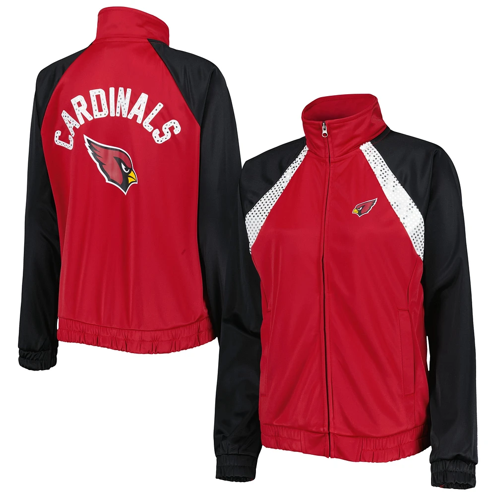 Veste de survêtement à glissière intégrale G-III 4Her by Carl Banks Cardinal/Noir Arizona Cardinals Confetti Raglan pour femme