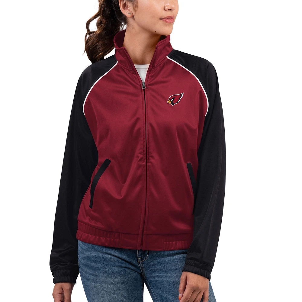 Veste de survêtement entièrement zippée pour femme G-III 4Her by Carl Banks Cardinal Arizona Cardinals Showup Fashion Dolman