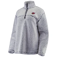 Women's G-III 4Her by Carl Banks Gray Arizona Cardinals Sherpa Quarter-Zip Pullover Jacket