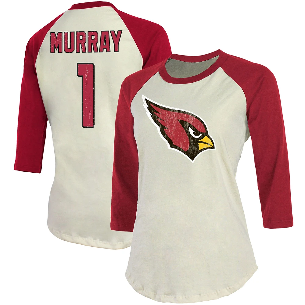 Women's Majestic Threads Kyler Murray Cream Arizona Cardinals Player Name & Number Tri-Blend Three-Quarter Sleeve T-Shirt