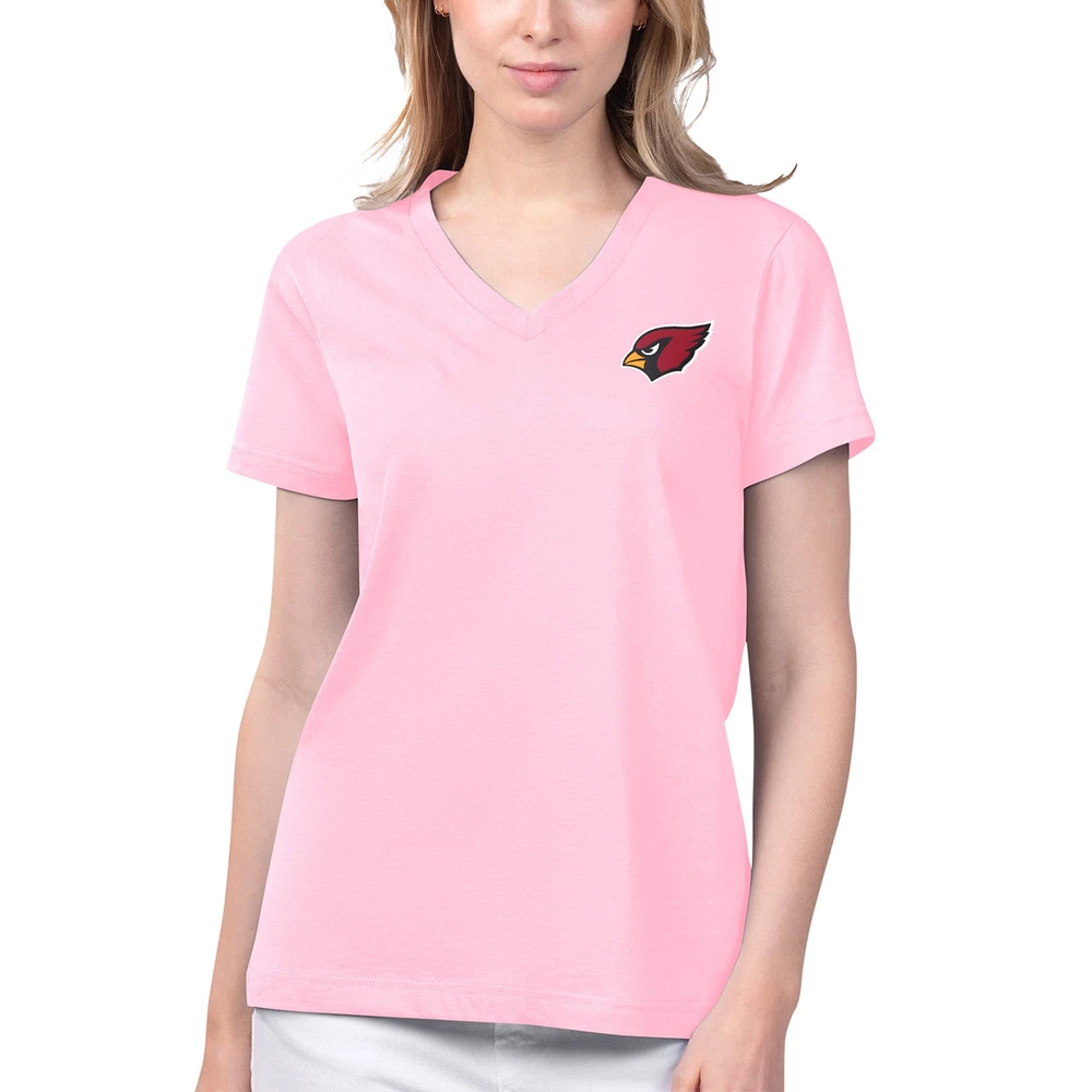 T-shirt à col en V Game Time des Cardinals de l'Arizona rose Margaritaville pour femmes