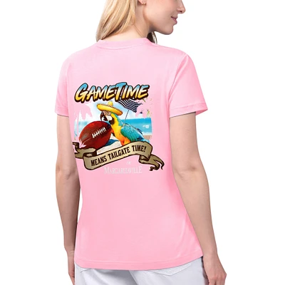 T-shirt à col en V Game Time des Cardinals de l'Arizona rose Margaritaville pour femmes