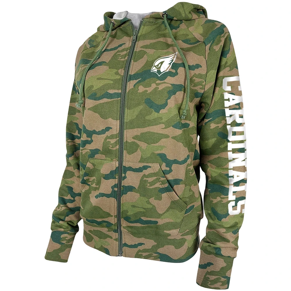Women's New Era Camo Arizona Cardinals Raglan Full-Zip Hoodie
