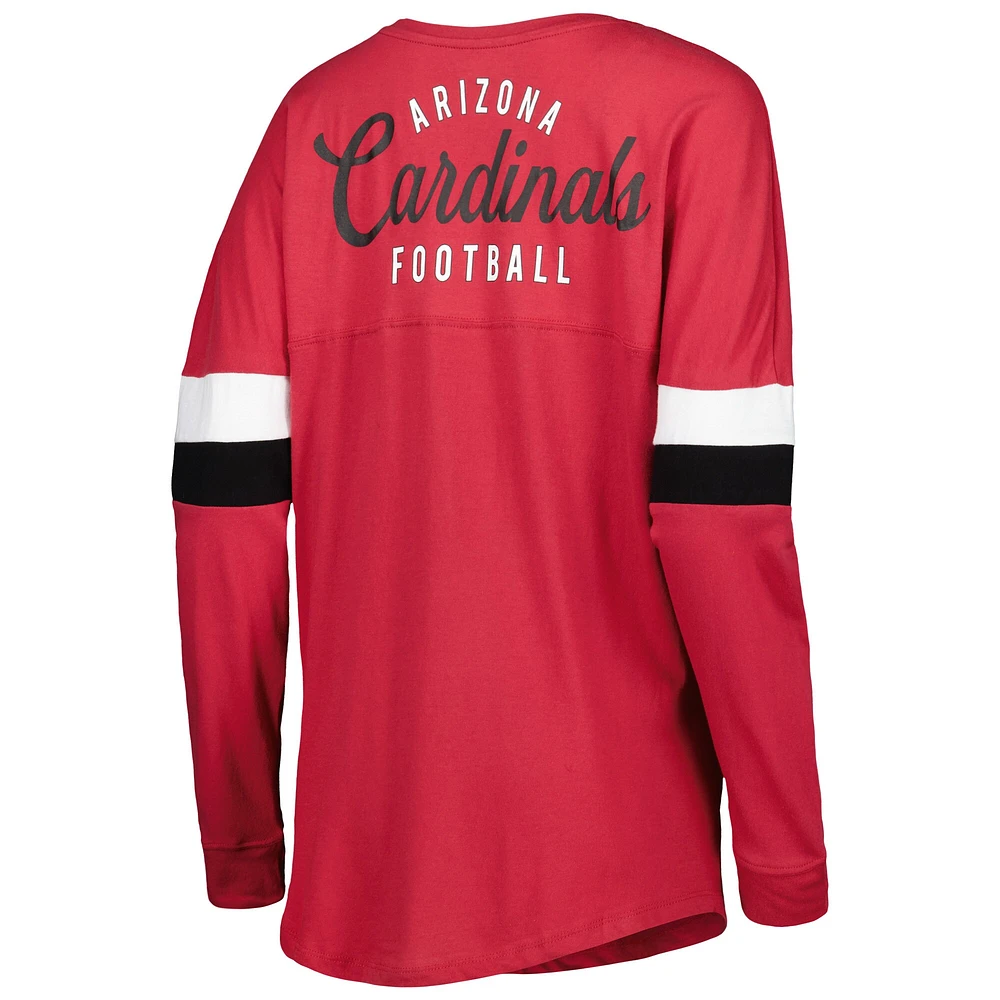 T-shirt léger à lacets manches longues pour femme Cardinal Arizona Cardinals Athletic Varsity de New Era