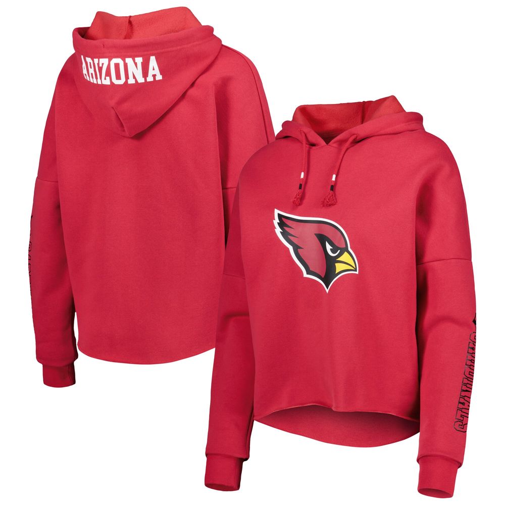 Women's New Era Cardinal Arizona Cardinals Foil Sleeve Pullover Hoodie