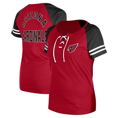 T-shirt raglan à lacets Cardinals de l'Arizona New Era pour femme