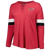 Women's New Era Cardinal Arizona Cardinals Plus Athletic Varsity Lace-Up V-Neck Long Sleeve T-Shirt