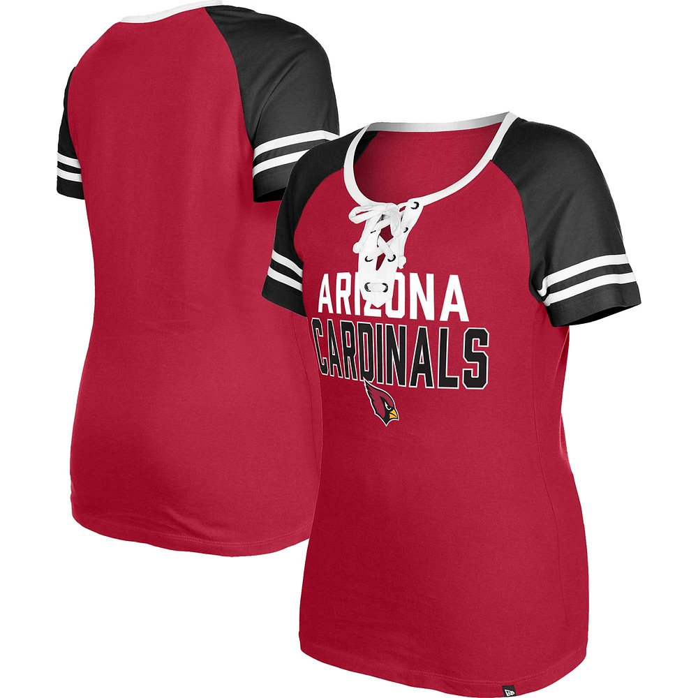 T-shirt à lacets raglan Cardinal Arizona Cardinals New Era pour femme