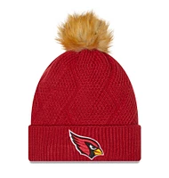 Women's New Era Cardinal Arizona Cardinals Snowy Cuffed Knit Hat with Pom