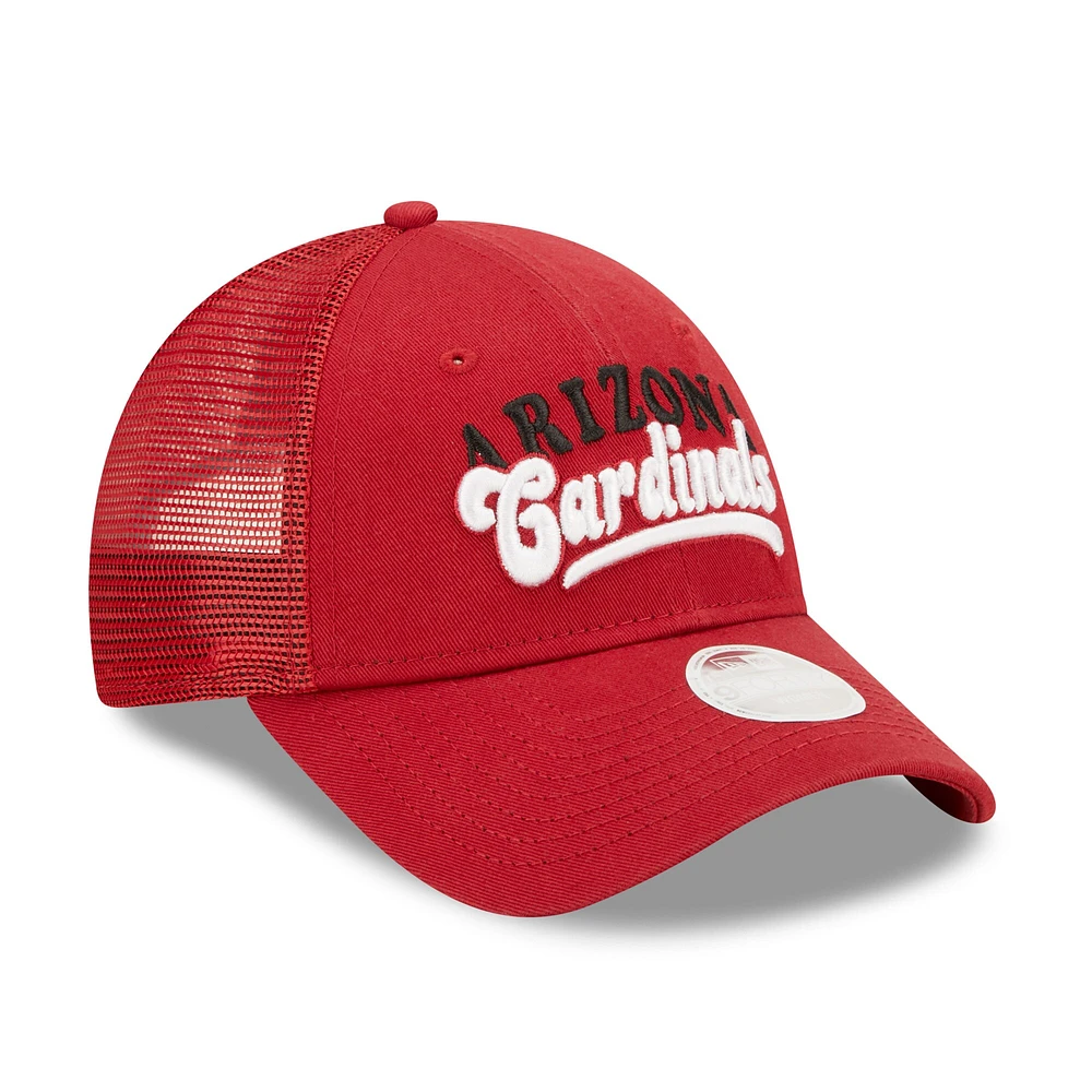 Casquette New Era Cardinal Arizona Cardinals Team Trucker 9FORTY Snapback pour femme