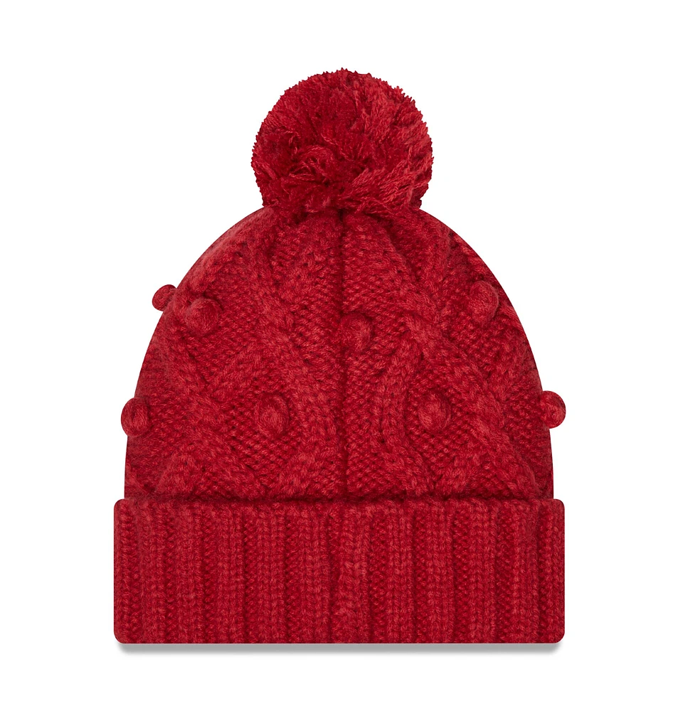 Bonnet en tricot à revers Toasty Cardinal Arizona Cardinals New Era pour femme avec pompon