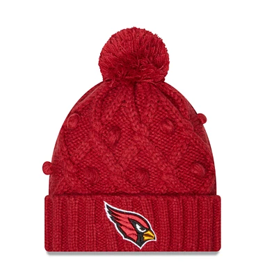 Bonnet en tricot à revers Toasty Cardinal Arizona Cardinals New Era pour femme avec pompon