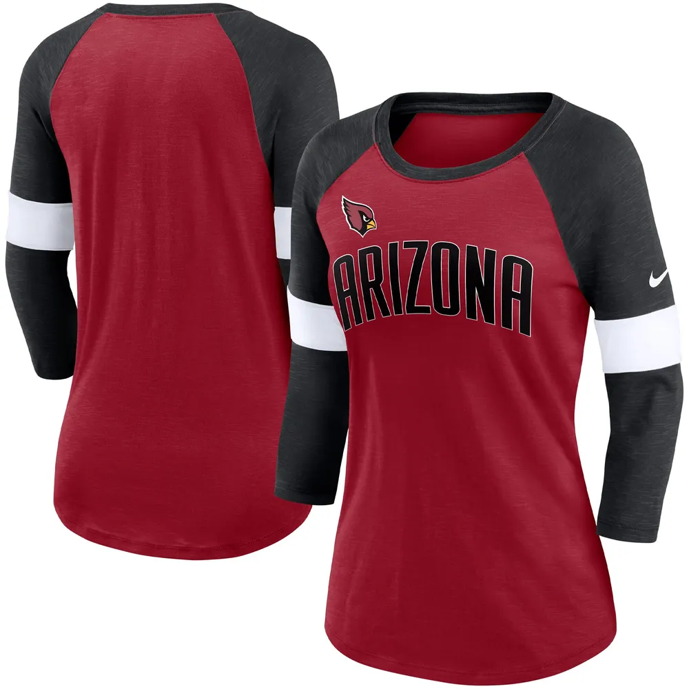 Lids Arizona Cardinals Nike Women's Football Pride Raglan 3/4-Sleeve T-Shirt  - Cardinal/Heather Black