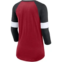 T-shirt à manches 3/4 raglan Nike Arizona Cardinals Cardinal/Heather Black Football Pride pour femme