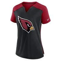 T-shirt Nike noir/Cardinal Arizona Cardinals Impact Exceed Performance à col cranté pour femme