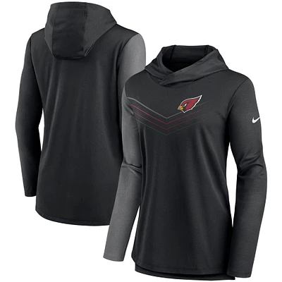 T-shirt à manches longues Nike Performance pour femme Arizona Cardinals Chevron Hoodie noir/anthracite chiné