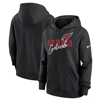 Sweat à capuche en polaire Nike pour femmes, noir, Arizona Cardinals, Wordmark Club