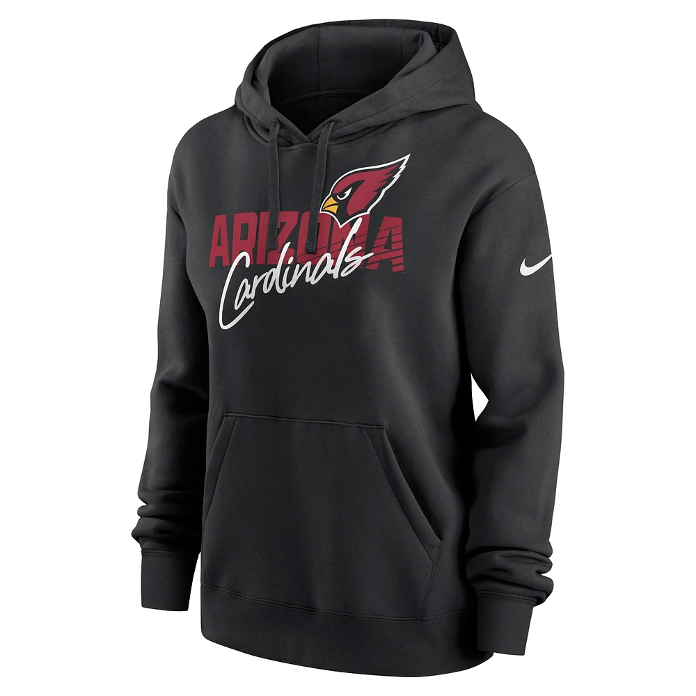 Women's Nike Black Arizona Cardinals Wordmark Club Fleece Pullover Hoodie