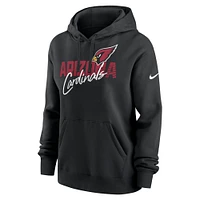 Sweat à capuche en polaire Nike pour femmes, noir, Arizona Cardinals, Wordmark Club