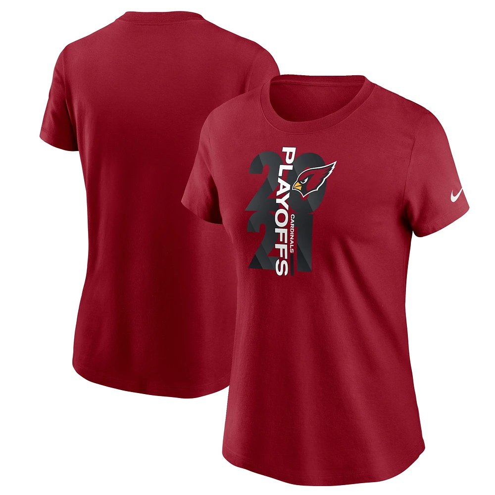 T-shirt Nike Cardinal Arizona Cardinals 2021 NFL Playoffs Bound pour femme