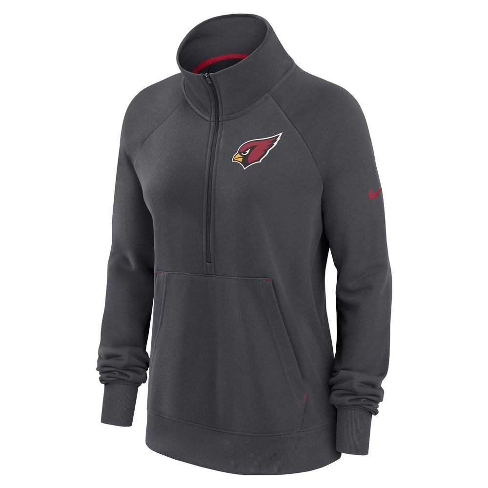 Women's Nike Charcoal Arizona Cardinals Premium Raglan Performance Half-Zip Sweatshirt