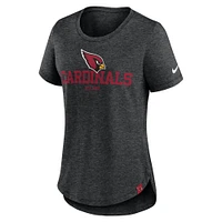 T-shirt tri-mélange tendance Nike Heather Black Arizona Cardinals pour femme