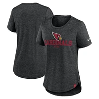 T-shirt tri-mélange tendance Nike Heather Black Arizona Cardinals pour femme