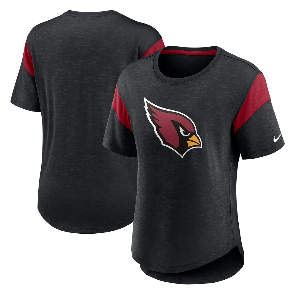 Haut tendance à logo principal des Arizona Cardinals Nike pour femme, noir chiné