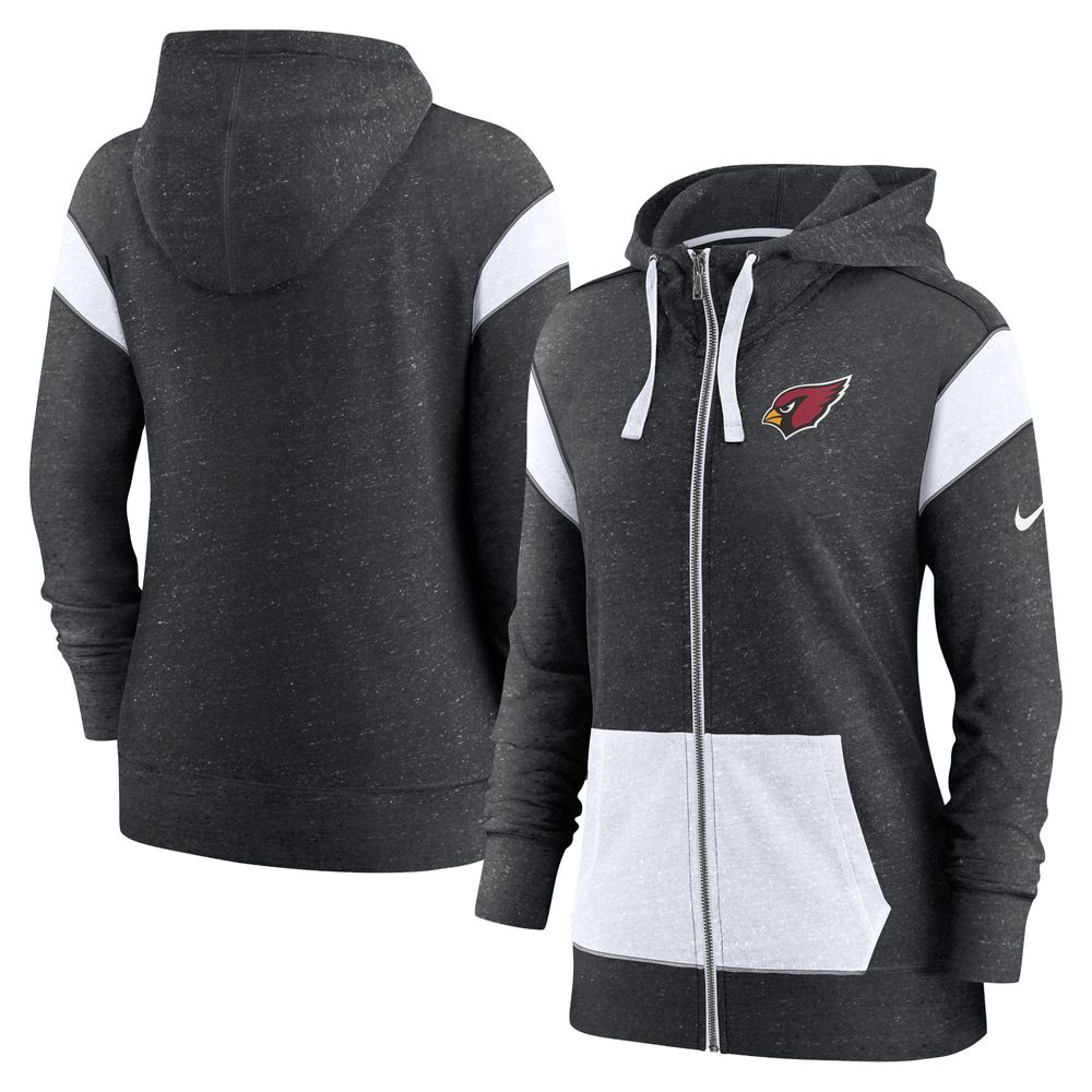 Women's Nike Heathered Black/White Arizona Cardinals Monaco - Full-Zip Hoodie