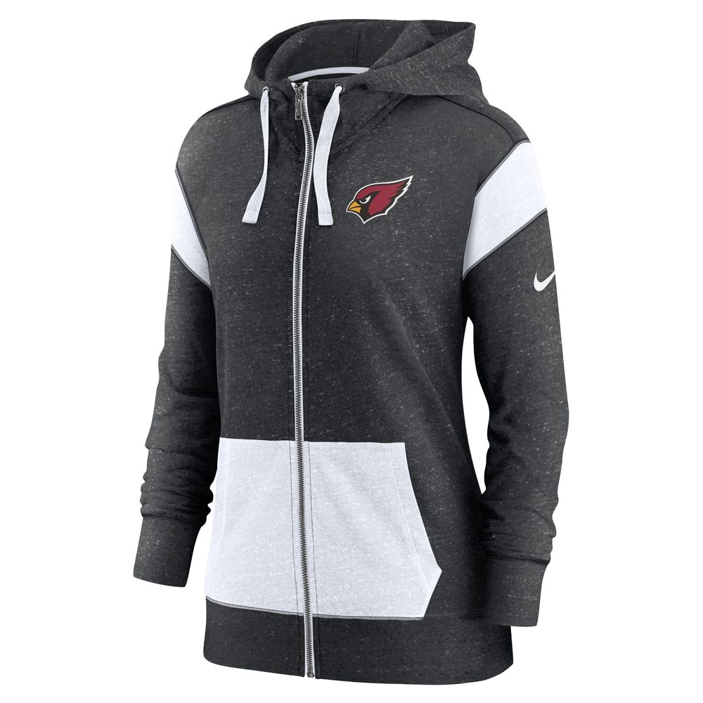 Women's Nike Heathered Black/White Arizona Cardinals Monaco - Full-Zip Hoodie