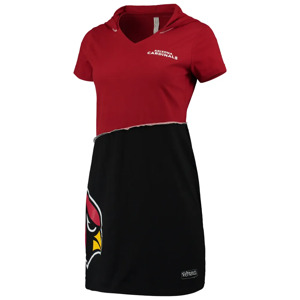 Refried Apparel Cardinal/Noir Arizona Cardinals Mini-robe à capuche durable pour femme