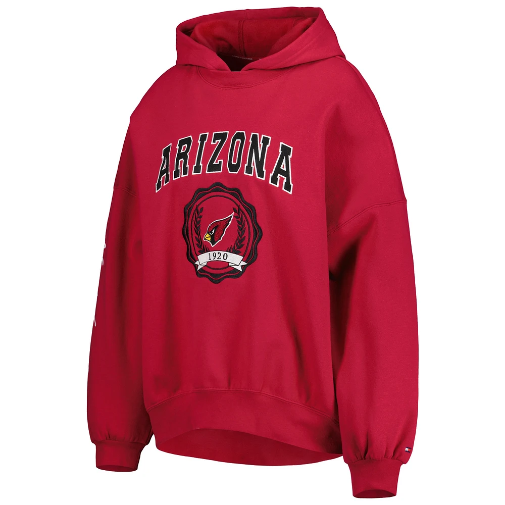 Women's Tommy Hilfiger Cardinal Arizona Cardinals Becca Drop Shoulder Pullover Hoodie